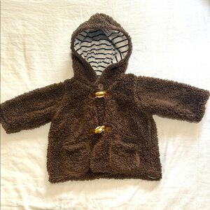 Cozy Baby Boden brown Sherpa Jacket with Hood & front pockets, size: 3-6 months
